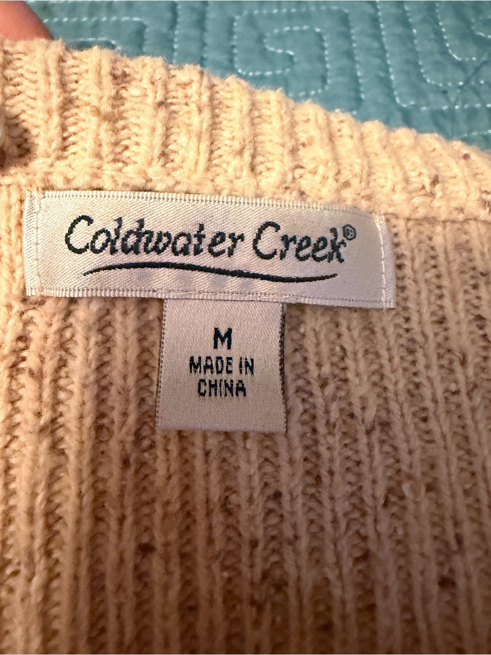 Coldwater Creek Cream Speckled Peplum-Style Button Cardigan - Picture 3 of 4